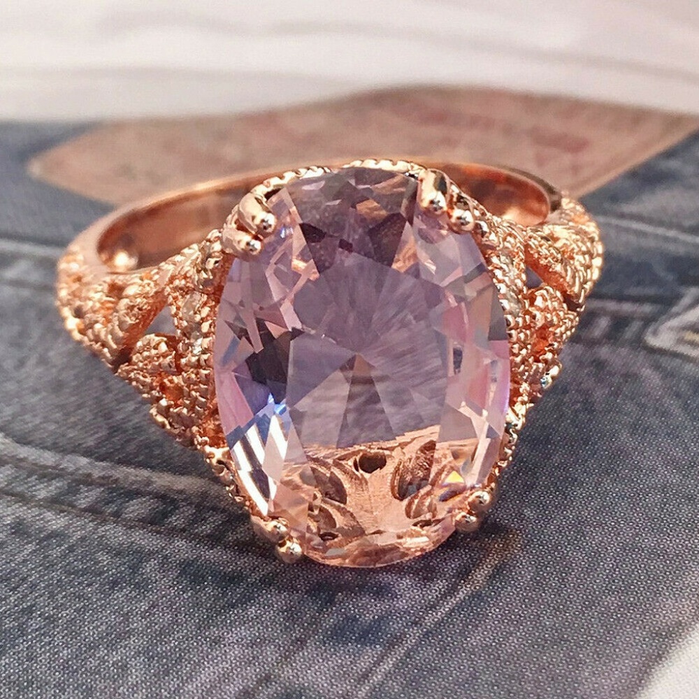 Gorgeous Rose Gold Filled Pink Sapphire Ring New - Picture 1 of 5